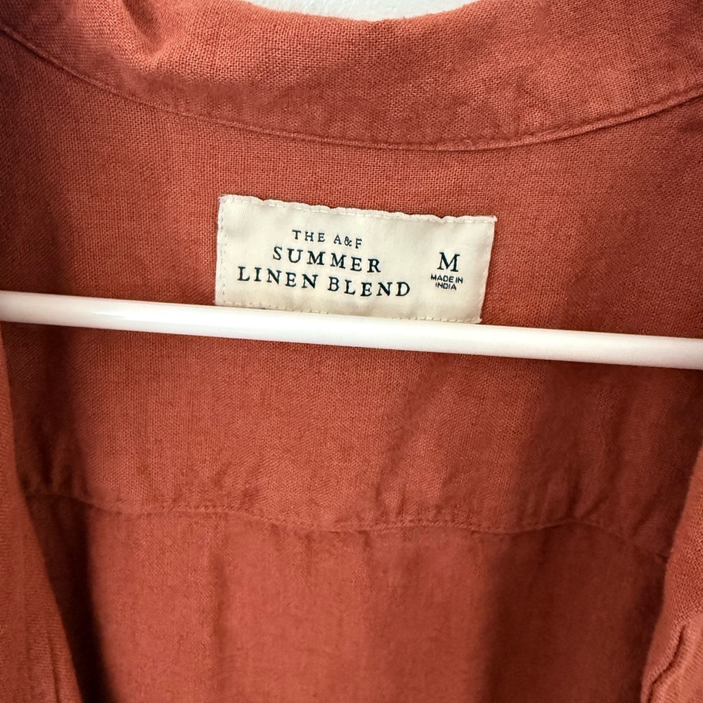 Abercrombie & Fitch Casual Rust Button Down Linen… - image 3